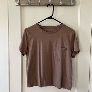 Women’s Everlane Mocha Organic Cotton Box-Cut Pocket Tee (S)
